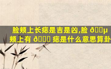 脸颊上长痣是吉是凶,脸 🌵 颊上有 🐅 痣是什么意思算卦